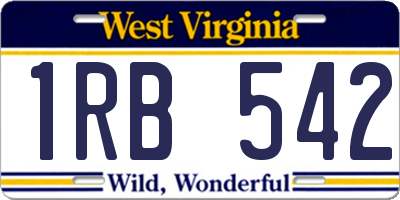 WV license plate 1RB542