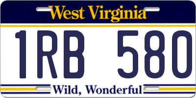 WV license plate 1RB580