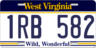 WV license plate 1RB582
