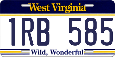 WV license plate 1RB585