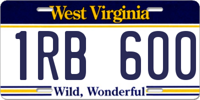 WV license plate 1RB600