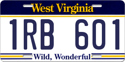 WV license plate 1RB601