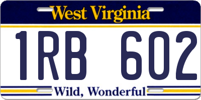 WV license plate 1RB602