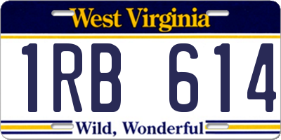 WV license plate 1RB614