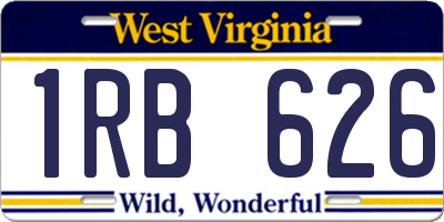 WV license plate 1RB626