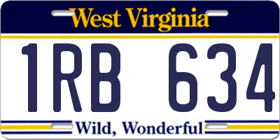 WV license plate 1RB634