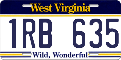 WV license plate 1RB635