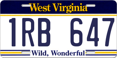 WV license plate 1RB647