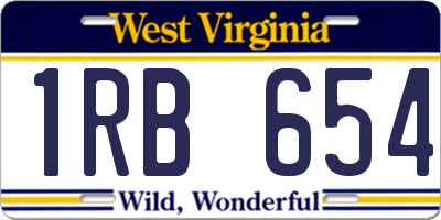 WV license plate 1RB654