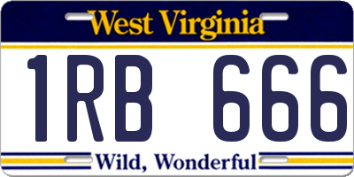 WV license plate 1RB666