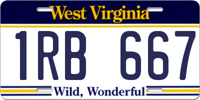 WV license plate 1RB667