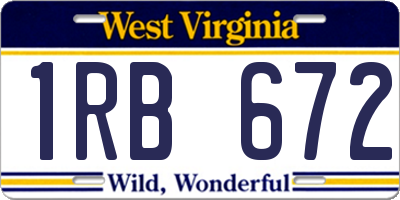 WV license plate 1RB672