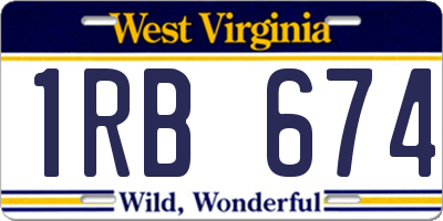 WV license plate 1RB674