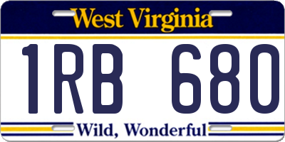 WV license plate 1RB680