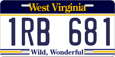 WV license plate 1RB681