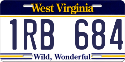 WV license plate 1RB684