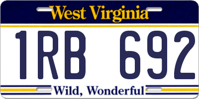 WV license plate 1RB692