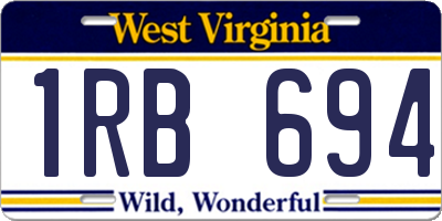WV license plate 1RB694