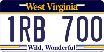 WV license plate 1RB700