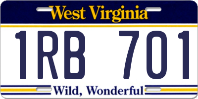 WV license plate 1RB701