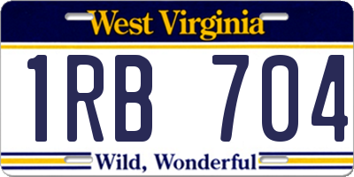 WV license plate 1RB704