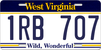 WV license plate 1RB707