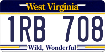 WV license plate 1RB708