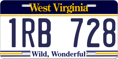 WV license plate 1RB728