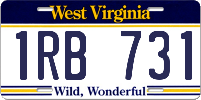 WV license plate 1RB731