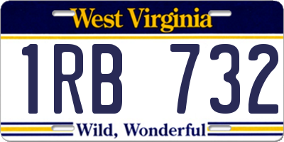 WV license plate 1RB732