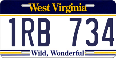 WV license plate 1RB734