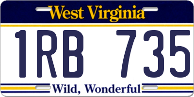 WV license plate 1RB735