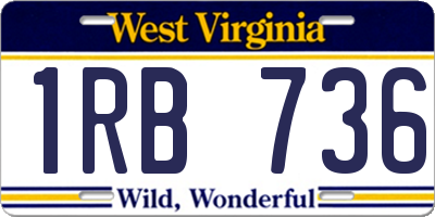 WV license plate 1RB736