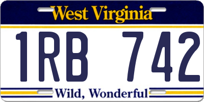 WV license plate 1RB742