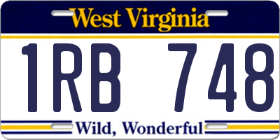 WV license plate 1RB748