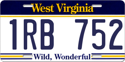 WV license plate 1RB752