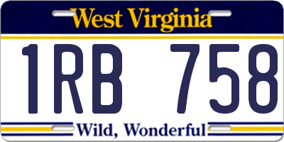 WV license plate 1RB758