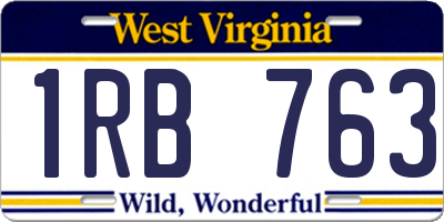 WV license plate 1RB763