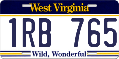 WV license plate 1RB765