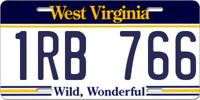WV license plate 1RB766