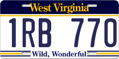 WV license plate 1RB770