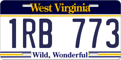 WV license plate 1RB773