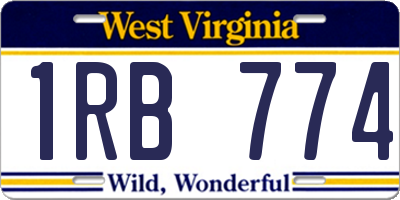 WV license plate 1RB774