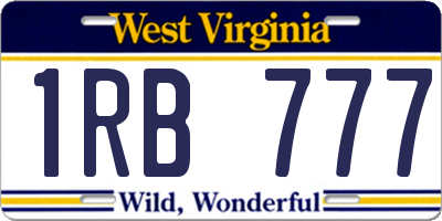 WV license plate 1RB777
