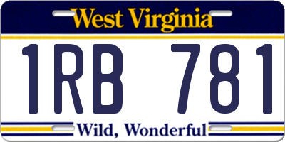 WV license plate 1RB781