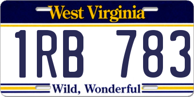 WV license plate 1RB783