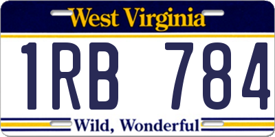 WV license plate 1RB784