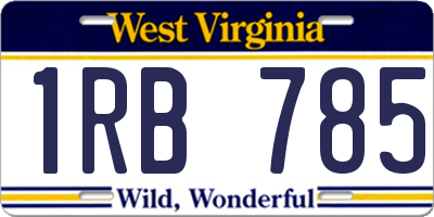 WV license plate 1RB785