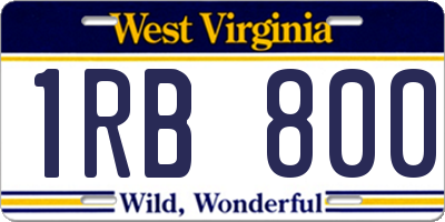 WV license plate 1RB800