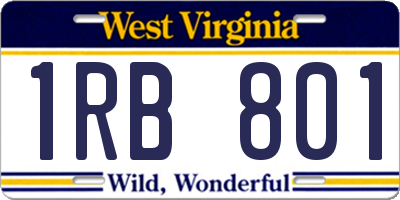 WV license plate 1RB801